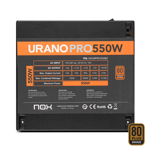 Nox Urano Pro | 550W 80+ Bronze